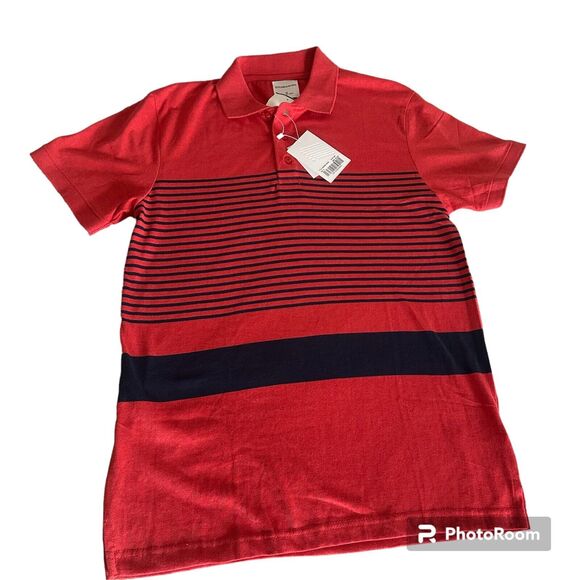 Stitches & Rivets Knit Golf Polo Shirt Men Blue Red Short Sleeve Size Medium NWT - Picture 1 of 3